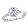 Created Forever 1 1/3ct Tdw Lab-created Diamond And Tsavorite Accent Ring In 14k White Gold In White