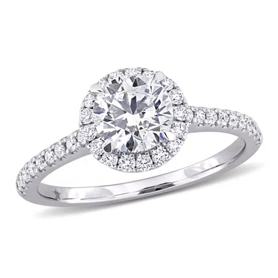Created Forever 1 1/3ct Tw Lab-grown Diamond Halo Engagement Ring In 14k White Gold