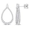 Created Forever 1 1/3ct Tw Pear And Round-cut Lab-grown Diamond Open Teardrop Earrings In 14k White Gold In Silver