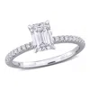 Created Forever 1 1/6ct Tdw Emerald-cut Lab-created Diamond Engagement Ring In 14k White Gold In Silver
