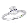 CREATED FOREVER CREATED FOREVER 1 1/6CT TDW OVAL LAB-CREATED DIAMOND AND TSAVORITE ACCENT ENGAGEMENT RING IN 14K WHI