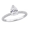 Created Forever 1 1/6ct Tdw Pear Shape Lab-created Diamond And Tsavorite Accent Engagement Ring In 1 In Silver