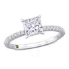 CREATED FOREVER CREATED FOREVER 1 1/6CT TDW PRINCESS-CUT LAB-CREATED DIAMOND AND TSAVORITE ACCENT ENGAGEMENT RING IN
