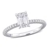 Created Forever 1 1/6ct Tw Emerald Lab-grown Diamond Solitaire Engagement Ring In 14k White Gold In White