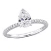 Created Forever 1 1/6ct Tdw Pear Shape Lab-created Diamond And Tsavorite Accent Engagement Ring In 1 In White