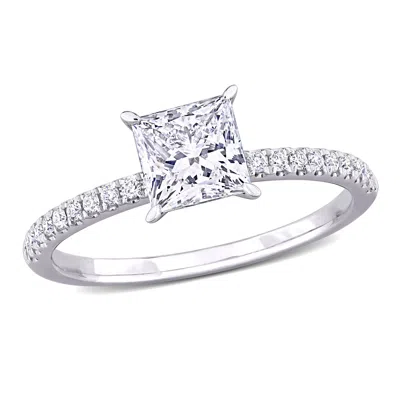 Created Forever 1 1/6ct Tw Princess Lab-grown Diamond Solitaire Engagement Ring In 14k White Gold In Silver
