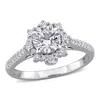 Created Forever 1 1/6ct Tw Round Lab-grown Diamond Halo Engagement Ring In 14k White Gold In White
