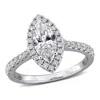 Created Forever 1 2/5ct Tgw Marquise And Round-cut Lab Grown Diamond Halo Engagement In Sterling Sil In Metallic
