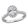 Created Forever 1 2/5ct Tgw Oval And Round-cut Lab Grown Diamond Halo Engagement In Sterling Silver In White
