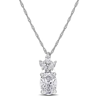 Created Forever 1 2/5ct Tw Oval And Marquise-cut Cut Lab-grown Diamond Pendant With Chain In 14k Whi In White