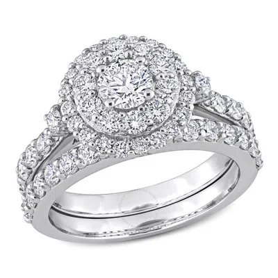 Created Forever 1 3/4 Ct Tw Lab Created Diamond Double Halo Bridal Set Ring In 14k White Gold