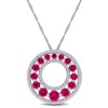 Created Forever 1 3/4ct Tgw Created Ruby And 1/3ct Tw Lab Grown Diamond Graduated Open Circle Pendan In Metallic