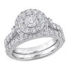 Created Forever 1 3/4ct Tw Lab-grown Diamond Double Halo Bridal Ring Set In 14k White Gold In White