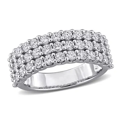 Created Forever 1 3/4ct Tw Lab Grown Diamond Triple Row Ring In Sterling Silver In ["white"]