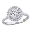 CREATED FOREVER CREATED FOREVER 1 3/8CT TDW LAB-CREATED DIAMOND AND TSAVORITE ACCENT HALO ENGAGEMENT RING IN 14K WHI