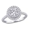 Created Forever 1 1/2ct Tw Lab-grown Diamond Double Halo Engagement Ring In 14k White Gold In Silver