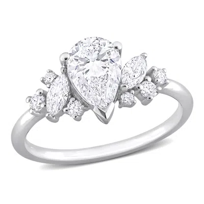 Created Forever 1 3/8ct Tw Multi-shaped Lab-grown Diamond Cluster Engagement Ring In 14k White Gold In Silver