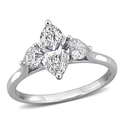 Created Forever 1 3/8ct Tw Pear And Heart-shaped Lab-grown Diamond Four-stone Ring With Side Accents In Metallic