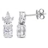 Created Forever 1 4/5ct Tw Oval And Marquise-cut Lab-grown Diamond Post Earrings In 14k White Gold In Silver