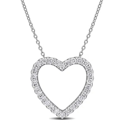 Created Forever 1 Ct Tw Lab-grown Diamond Open Heart Pendant With Chain In Sterling Silver In Transparent