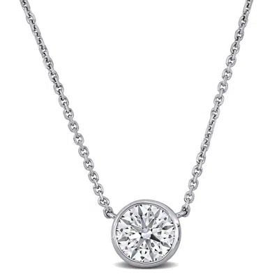 Created Forever 1 Ct Tw Lab-grown Diamond Solitaire Necklace In 14k White Gold In Metallic