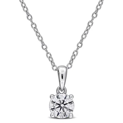 Created Forever 1 Ct Tw Lab-grown Diamond Solitaire Pendant With Chain In Sterling Silver In White