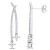 Created Forever 1 Ct Tw Princess & Round Lab Created Diamond Earrings In 14k White Gold In White