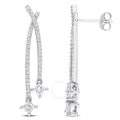 Created Forever 1 Ct Tw Princess & Round Lab Created Diamond Earrings In 14k White Gold