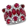 Created Forever 10 1/6ct Tgw Created Ruby And 1 1/6ct Tw Lab-grown Diamond Semi-eternity Ring In 14k In White