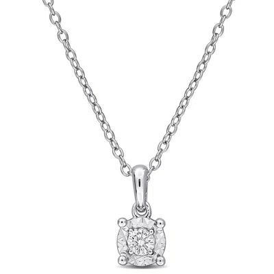Created Forever 1/10 Ct Tw Lab-grown Diamond Solitaire Pendant With Chain In Sterling Silver In Metallic