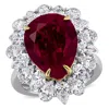 Created Forever 11ct Tgw Created Ruby And 3 4/5ct Tw Lab-grown Diamond Cocktail Ring In 14k Two-tone