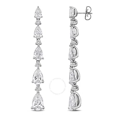 Created Forever 12 1/3ct Tw Pear And Round-cut Lab-grown Drop Earrings In 14k White Gold