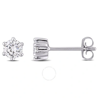 Created Forever 1/2 Ct Tw Lab Created Diamond Hexagon Stud Earrings In 14k White Gold In Orange
