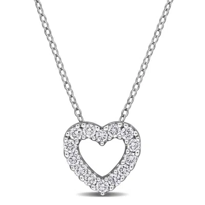 Created Forever 1/2 Ct Tw Lab-grown Diamond Open Heart Pendant With Chain In Sterling Silver In Metallic