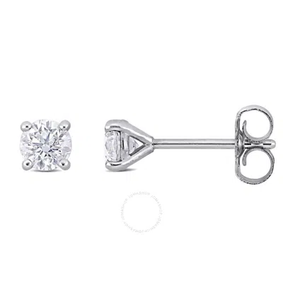 Created Forever 1/2ct Tdw Lab-created Diamond Solitaire Stud Earrings In 14k White Gold In Metallic