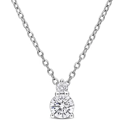 Created Forever 1/2ct Tw Lab Grown Diamond Pendant With Chain In Sterling Silver In Metallic