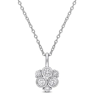Created Forever 1/2ct Tw Lab Grown Diamond Pendant With Chain In Sterling Silver In Metallic
