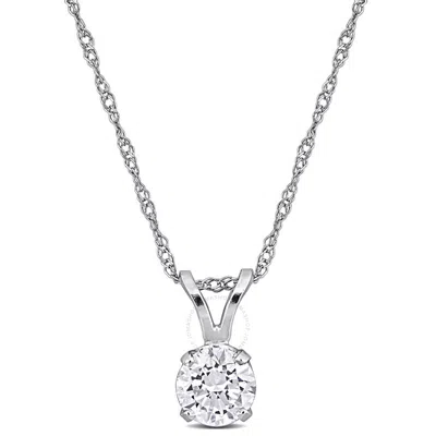 Created Forever 1/2ct Tw Lab-grown Diamond Solitaire Pendant With Chain In 14k White Gold - 17 In