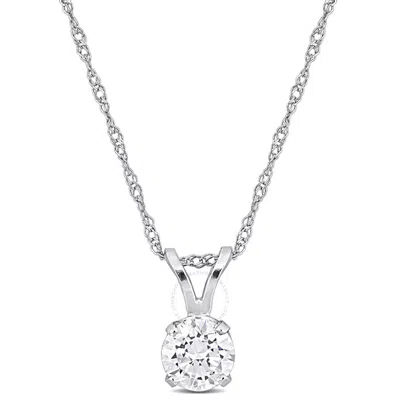 Created Forever Lab-grown Diamond Solitaire Pendant Necklace In Silver