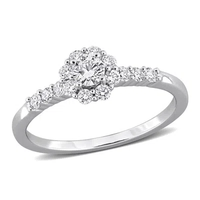 Created Forever 1/2ct Tw Lab-grown Diamond Floral Cluster Engagement Ring In Sterling Silver In Metallic