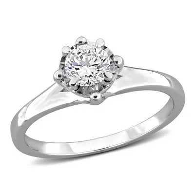 Created Forever 1/2ct Tw Lab-grown Diamond Solitaire Engagement Ring In Sterling Silver In Metallic