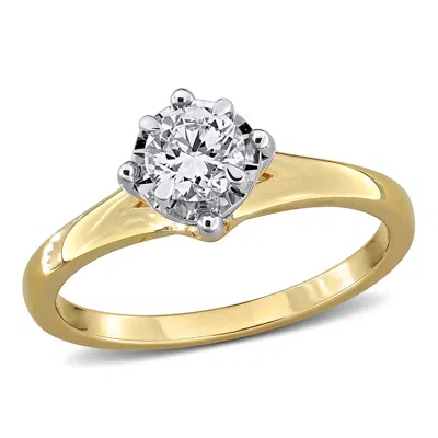 Created Forever 1/2ct Tw Lab-grown Diamond Solitaire Engagement Ring In Two-tone Sterling Silver In Gold