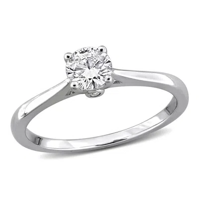 Created Forever 1/2ct Tw Lab-grown Diamond Solitaire Engagement Ring With Side Accents In Sterling S In Metallic