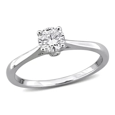 Created Forever 1/2ct Tw Lab-grown Diamond Solitaire Engagement Ring With Side Accents In Sterling S In ["white"]