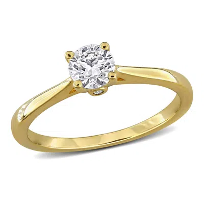 Created Forever 1/2ct Tw Lab-grown Diamond Solitaire Engagement Ring With Side Accents In Yellow Pla In Gold