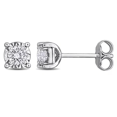 Created Forever 1/2ct Tw Lab-grown Diamond Solitaire Stud Earrings In Sterling Silver In ["white"]