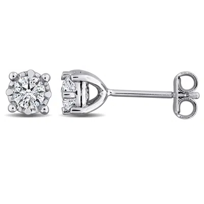 Created Forever 1/2ct Tw Lab-grown Diamond Solitaire Stud Earrings In Sterling Silver In ["white"]