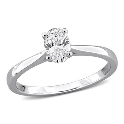 Created Forever 1/2ct Tw Oval-cut Lab-grown Diamond Solitaire Engagement Ring With Side Accents In S In ["white"]