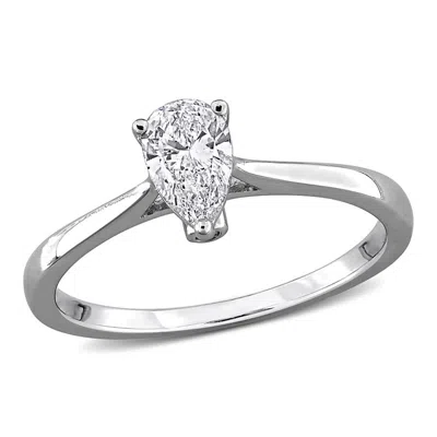 Created Forever Pear Lab Grown Diamond Solitaire Ring In Metallic