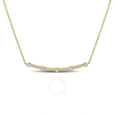 Created Forever 1/3 Ct Tgw Lab Created Diamond Bar Pendant With Chain In 18k Yellow Gold Plated Ster
